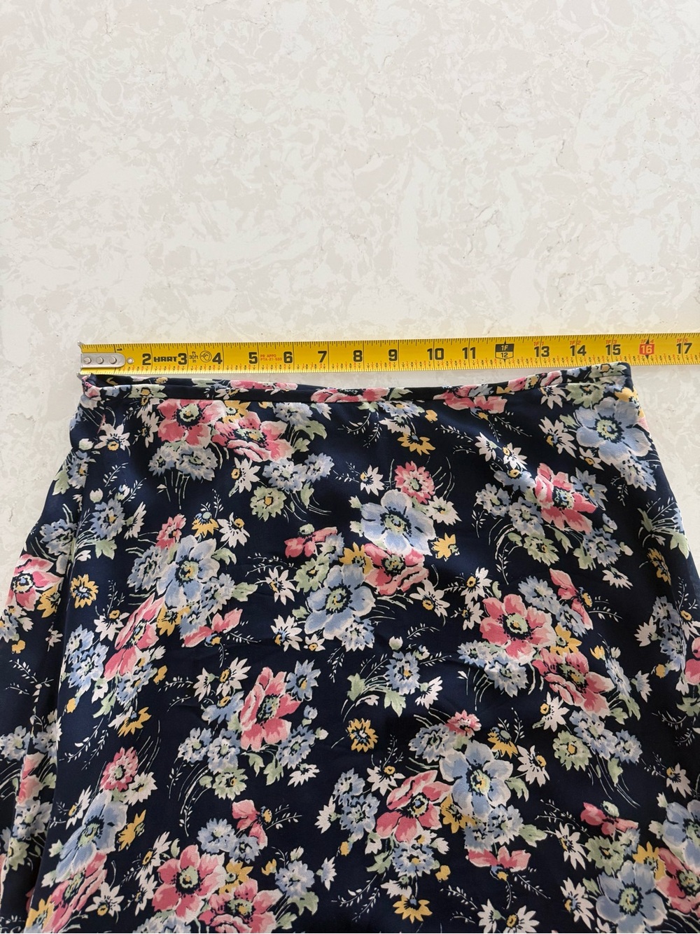 Lauren Ralph Lauren Navy Floral Silk Skirt Size 10 - Picture 3 of 5